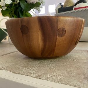 Kate Spade Deco Dot Wood Salad Bowl and Utensils